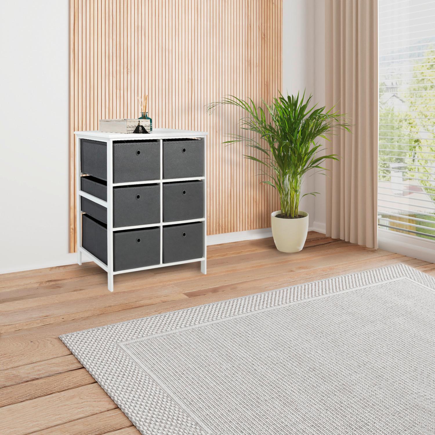 Regal Inkl. Boxen Oliver B: 70 Cm, Weiß/grau - Weiß/Grau, MODERN, Holzwerkstoff/Textil (70/80/30cm)