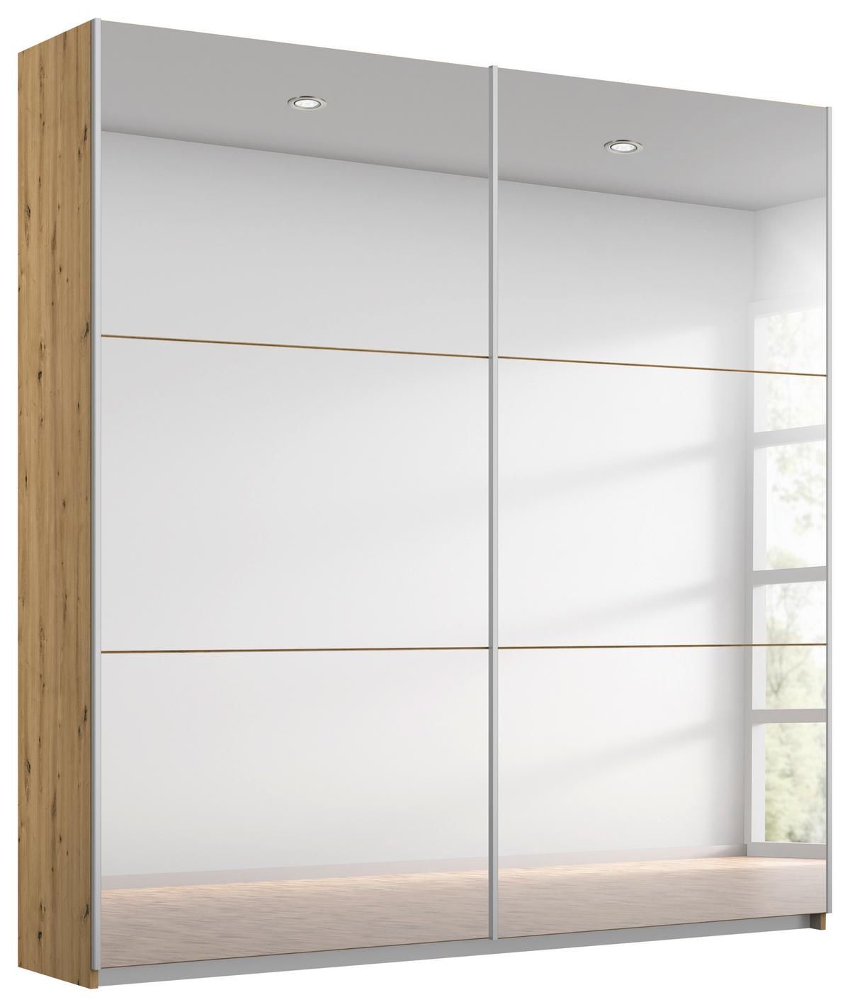 Schwebetürenschrank Reflect - Silberfarben/Eiche Artisan, MODERN, Glas/Holzwerkstoff (175/210/59cm)