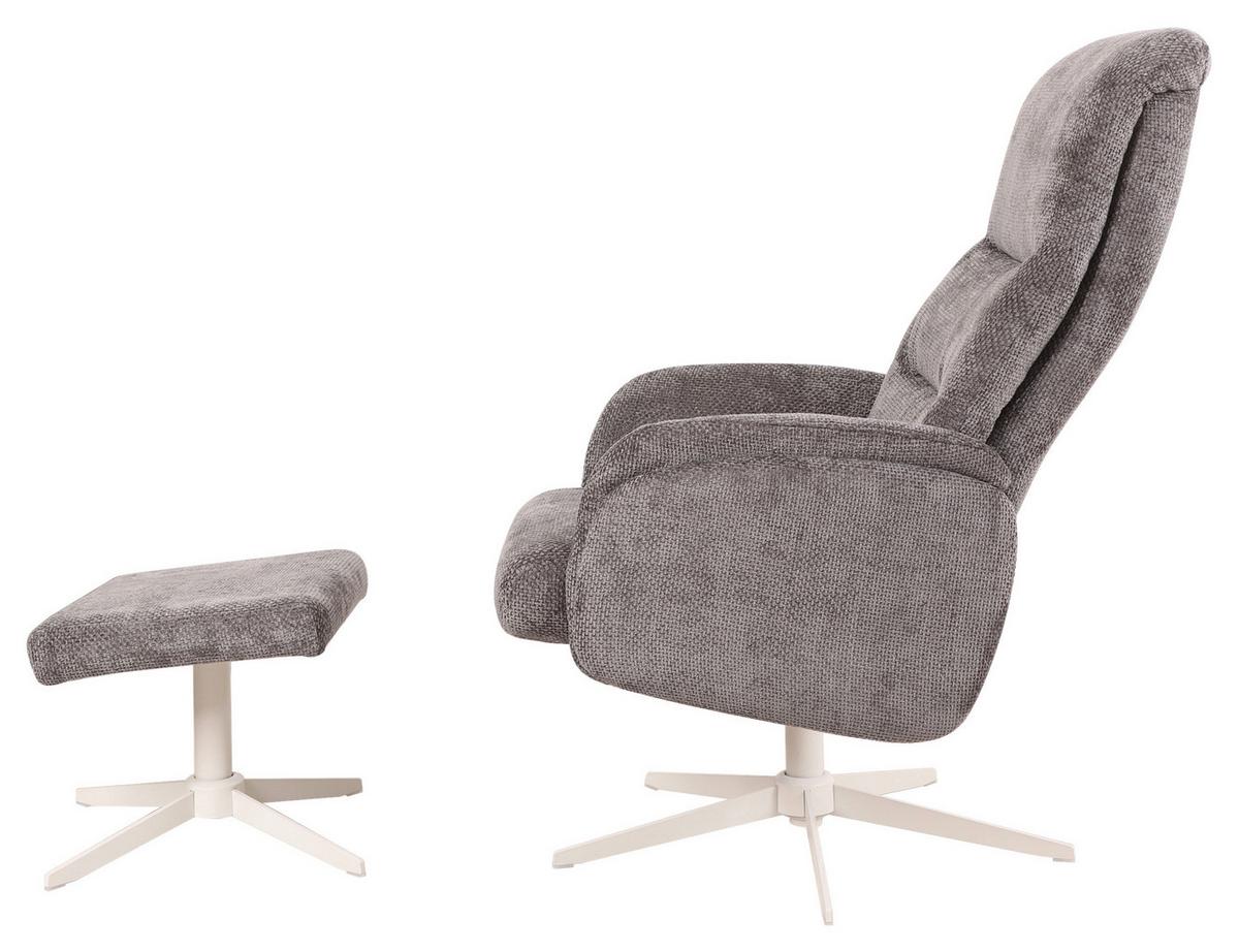 Relaxačné kreslo STAR, grafitová ženilka, s taburetom - biela/grafitová, Modern, kov/textil (72/107-95/86-110cm) - Mömax