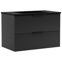 WASCHTISCHKOMBI Sevilla Schwarz, B: 80 cm - Schwarz, MODERN, Holzwerkstoff/Stein (80cm) - Held