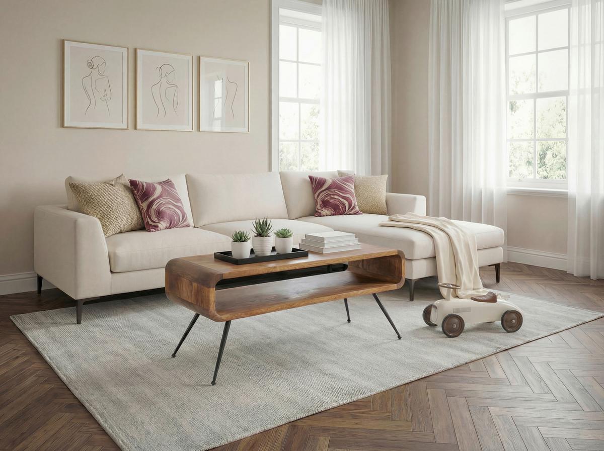 COUCHTISCH Mangoholz B: 105cm - Schwarz/Braun, Design, Holz/Metall (105/40/45cm) - Livetastic