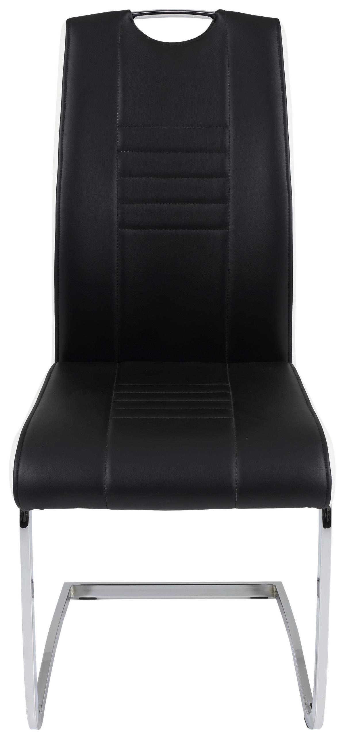 Schwingstuhl Tabea S Schwarz Lederlook Gepolstert 4er-Set - Chromfarben/Schwarz, MODERN, Textil/Metall (43/99/61cm) - MID.YOU