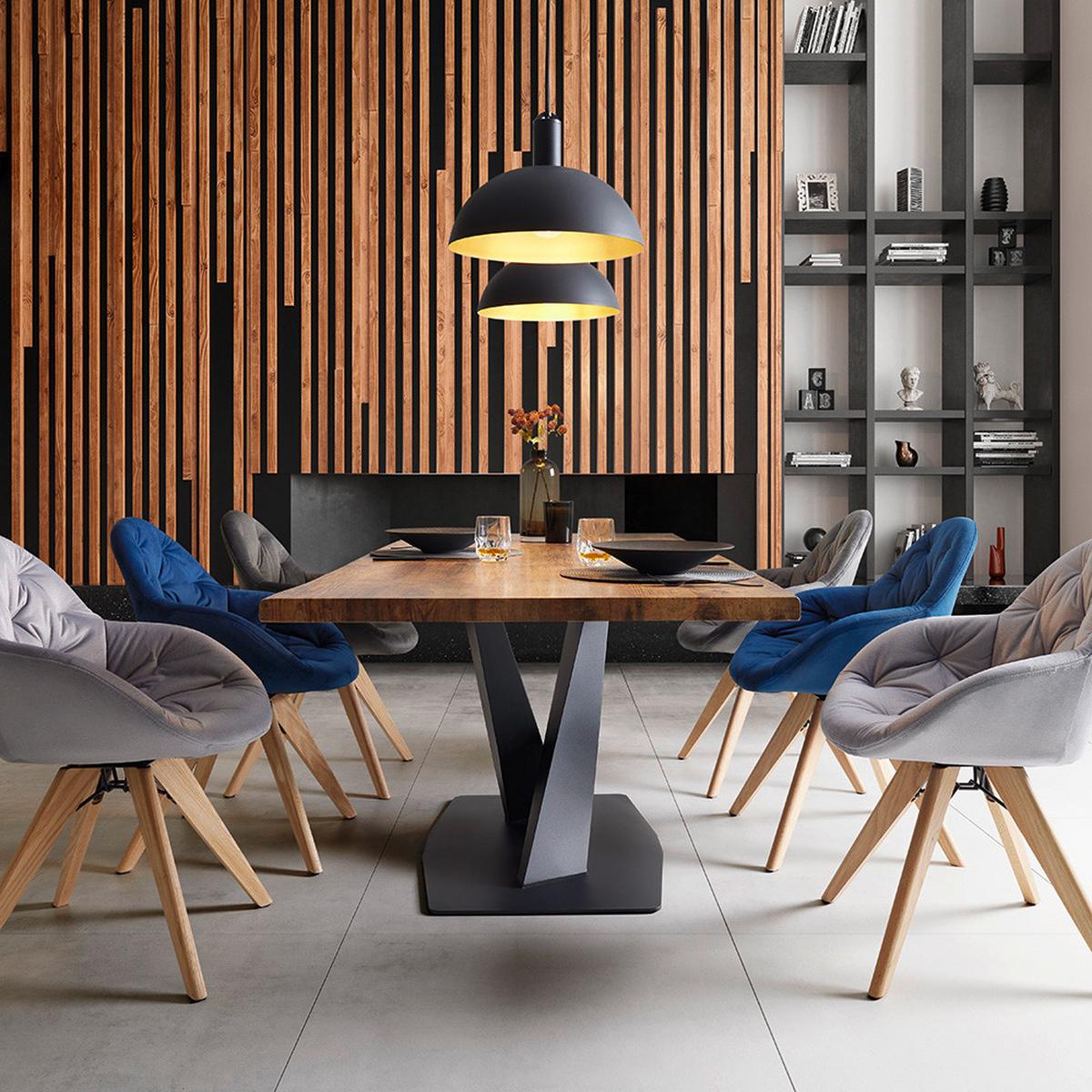 Jedálenská stolička LORE modrá - modrá/prírodná farba, Modern, kov/drevo (59/84/60cm) - Livetastic
