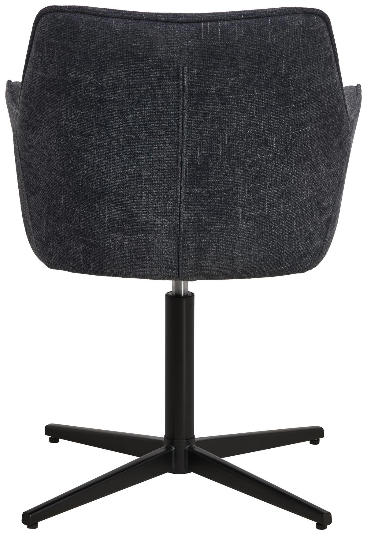 Armlehnstuhl Pat Blau/sitzfl. 360° Drehbar - Schwarz/Dunkelblau, KONVENTIONELL, Holz/Textil (60/86.5/61cm) - MID.YOU