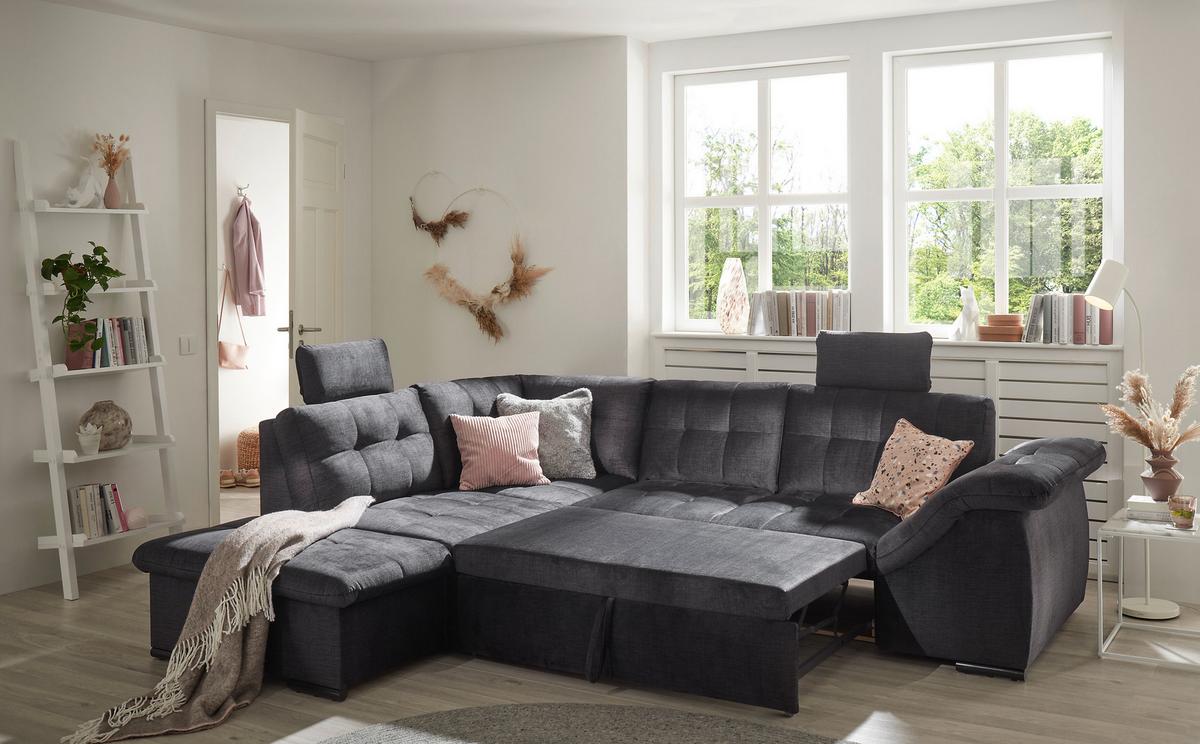 Ecksofa Estrella Schwarz S: 217x283 Cm - Schwarz, KONVENTIONELL, Textil (217/283cm) - MID.YOU