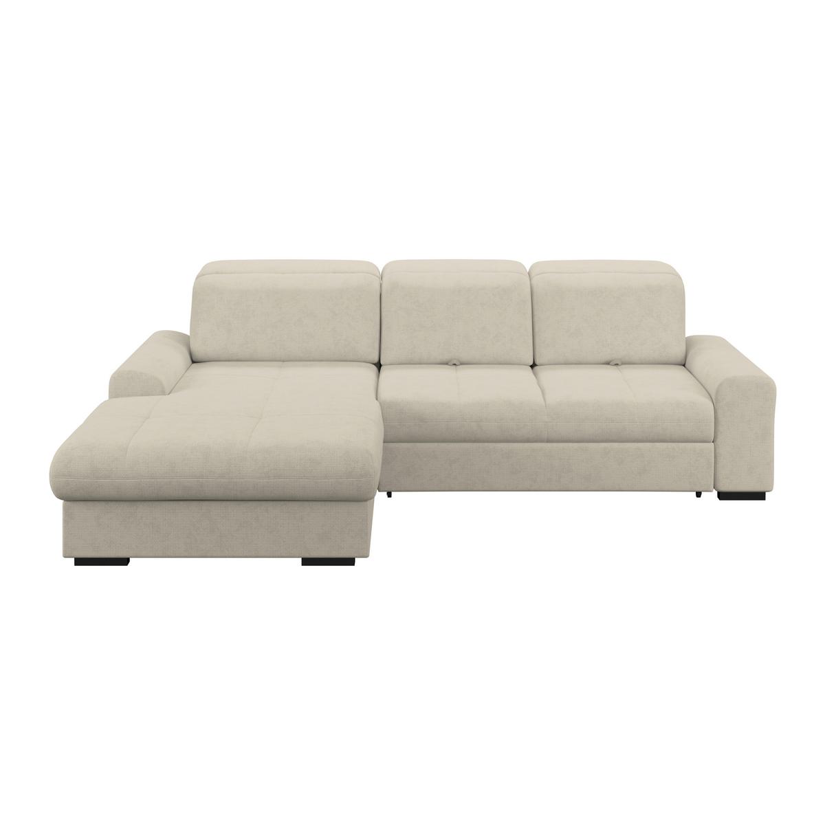 Ecksofa mit Bettfunktion Malaga new Chenille beige - Beige/Schwarz, KONVENTIONELL, Textil (203/286cm) - Ondega