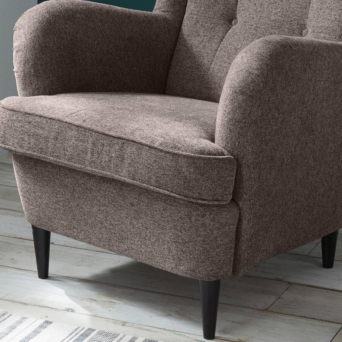 Ohrensessel Oskar Webstoff Espresso - Schwarz/Braun, Basics, Holzwerkstoff/Textil (78/102/98cm) - MID.YOU