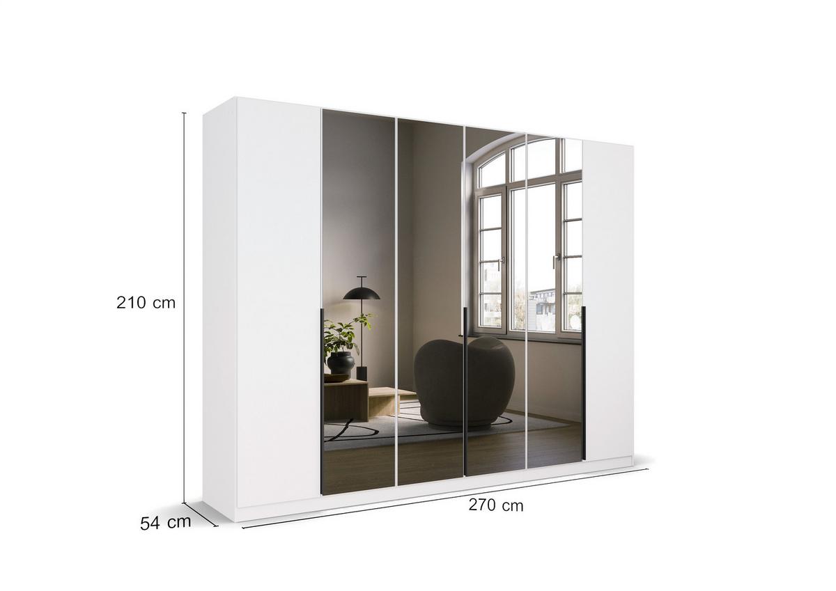 Drehtürenschrank Skyla Weiß/Glas B: 271 cm - Weiß, MODERN, Holzwerkstoff (271/210/54cm) - Rauch Möbel