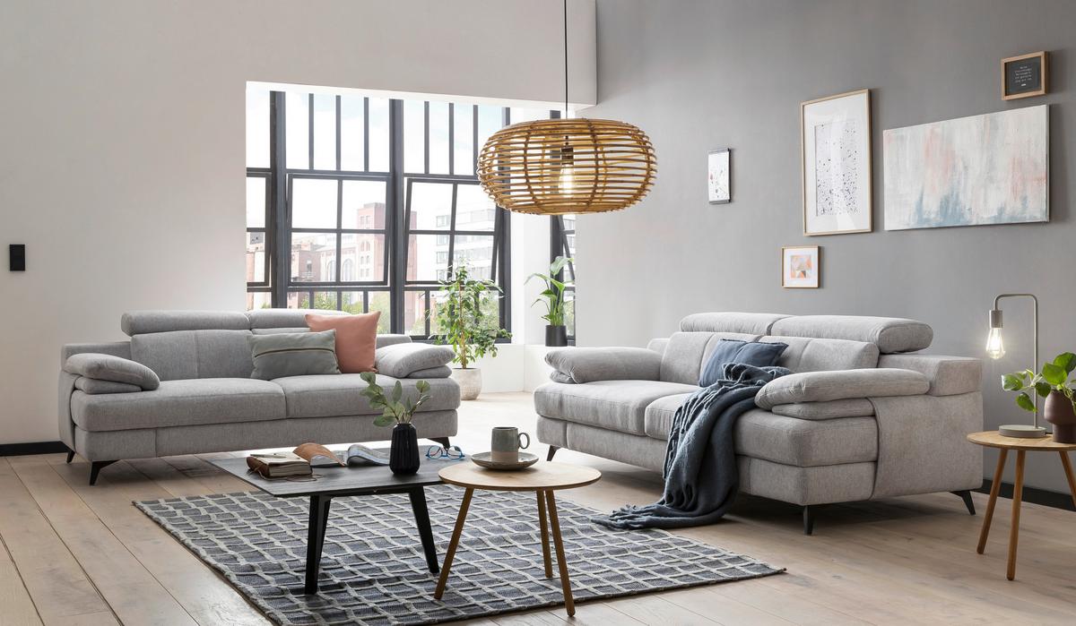 2-Sitzer-Sofa Titus Silberfarben - Silberfarben/Schwarz, Design, Textil (205/80/104cm) - Livetastic