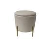 Hocker Logan Samt Creme Sitz Gepolstert - Goldfarben/Creme, Design, Textil (36/40/36cm) - Echtwerk