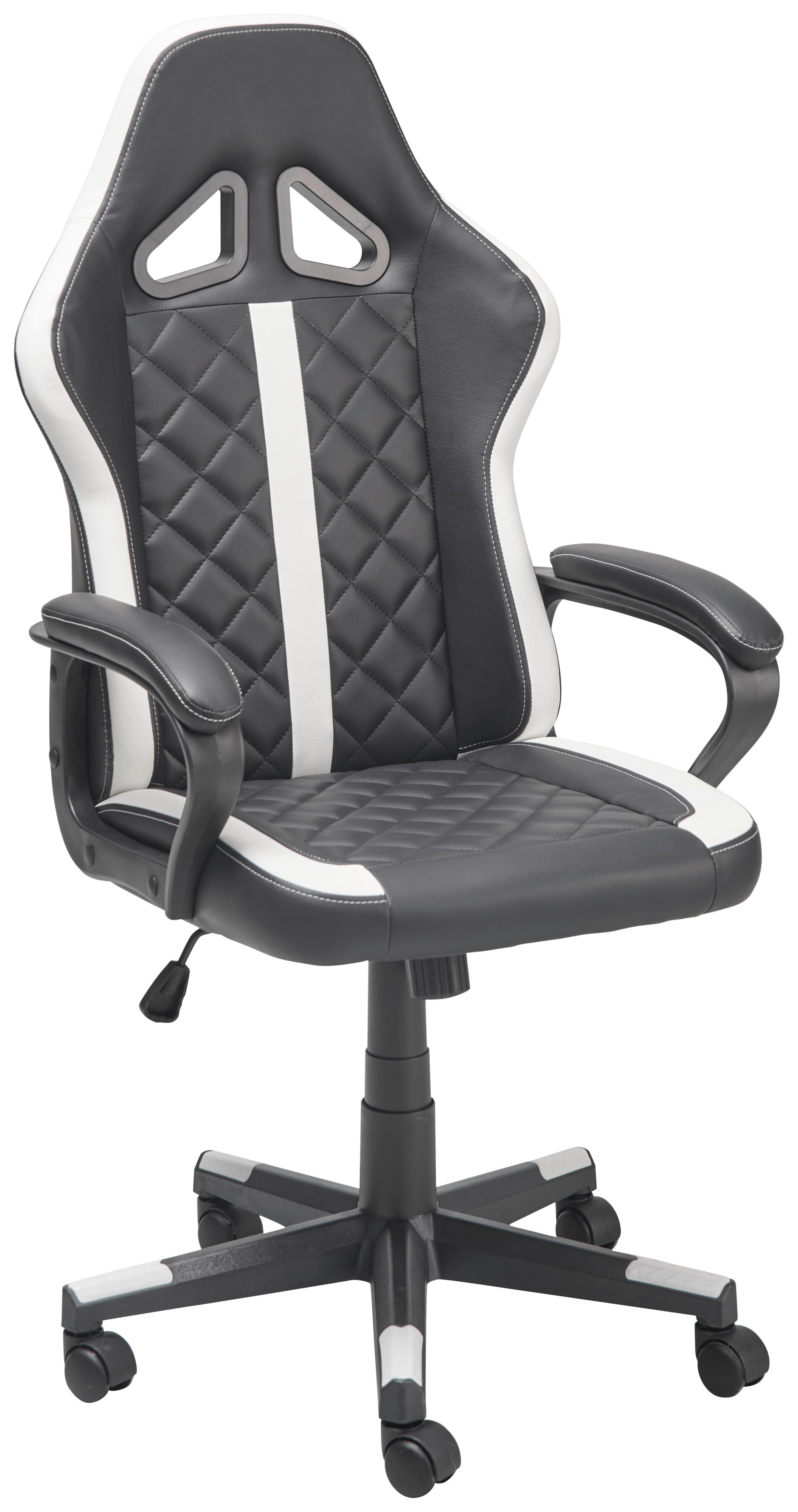 Gamingstuhl Chicago - Schwarz/Weiß, LIFESTYLE, Kunststoff/Textil (60/114-124/62cm) - MID.YOU