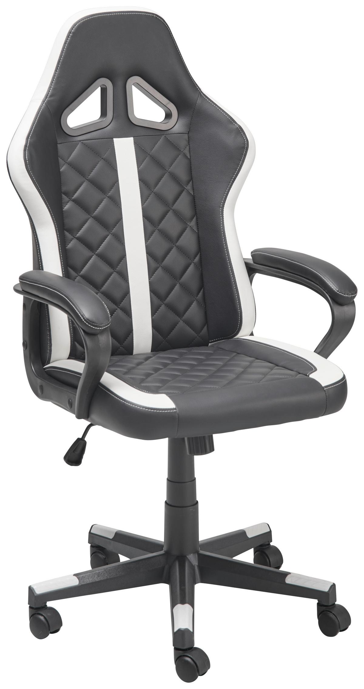 Gamingstuhl Chicago - Schwarz/Weiß, LIFESTYLE, Kunststoff/Textil (60/114-124/62cm) - MID.YOU