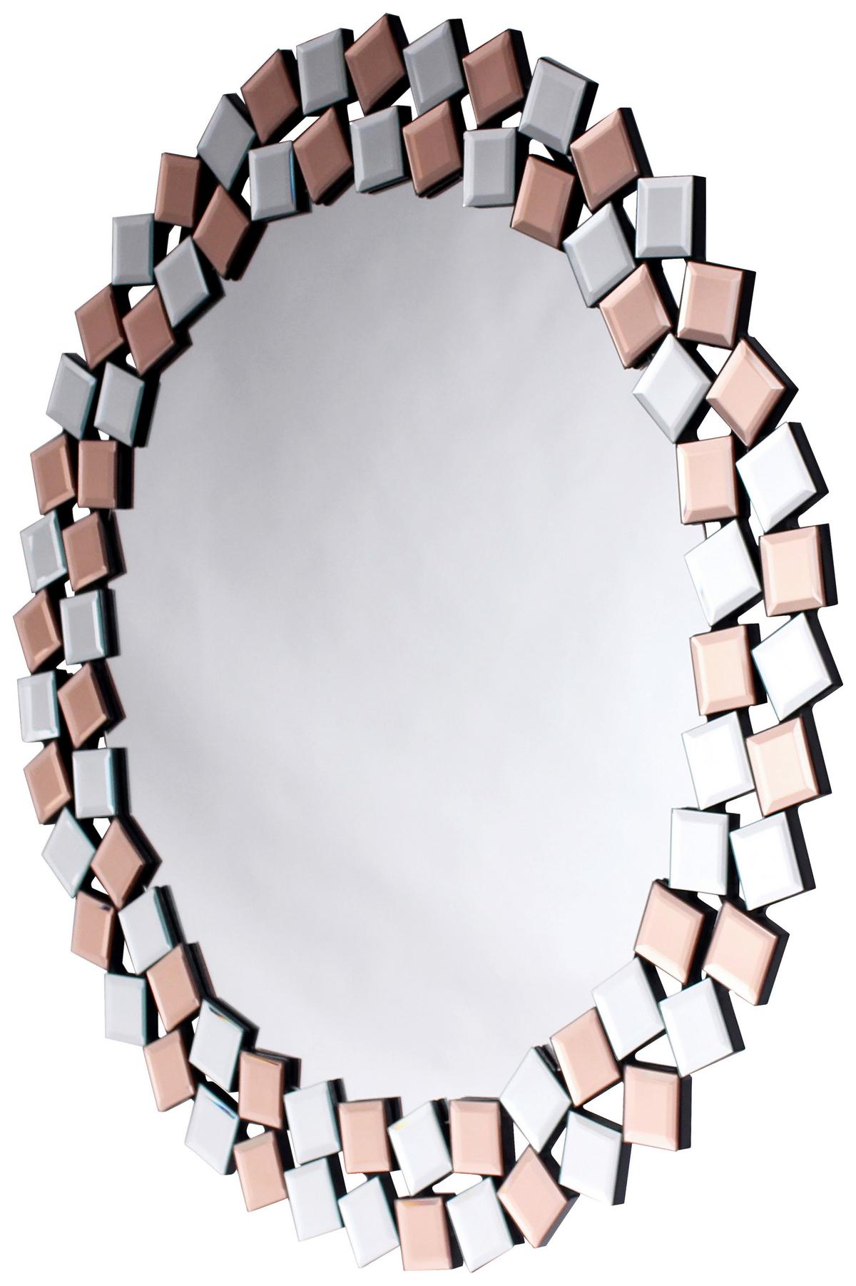 Wandspiegel Mosaic Rund 80 Cm Rahmen Rose/silber - Silberfarben/Roségold, Basics, Glas/Holzwerkstoff (80/80/1,6cm) - Kayoom