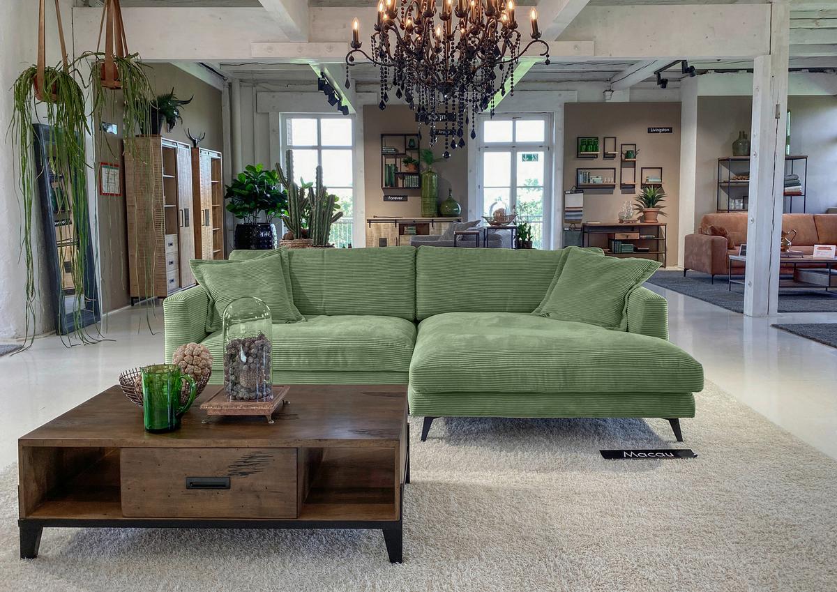 Ecksofa Macau, Olivgrün S: 270x140 cm - Schwarz/Olivgrün, LIFESTYLE, Textil (270/140cm) - Livetastic