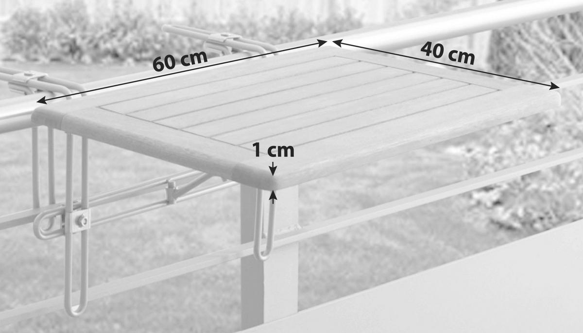 Balkonhängetisch Holz/Metall L: 60 cm - Naturfarben, KONVENTIONELL, Holz/Metall (60/40/1cm) - Gardenson