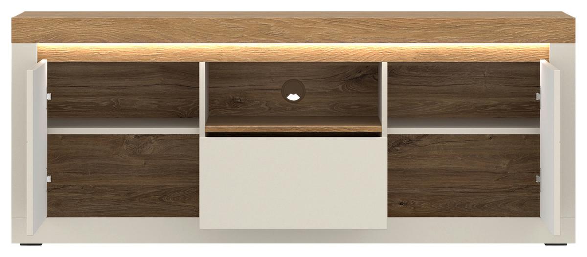 Vitrine Naxxar Eichefarben/kaschmir B:154,1cm - Kaschmir/Eichefarben, Trend, Holzwerkstoff (154,1/62,5/39,6cm)