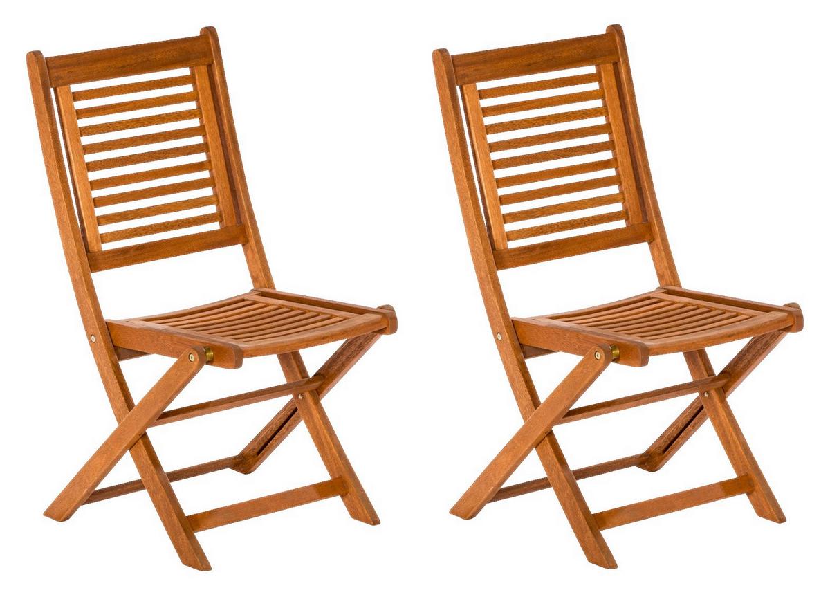 Gartensessel 2er-set Klappbar Cordoba Echtholz - Naturfarben, Basics, Holz (49/93/57cm) - Gardenson
