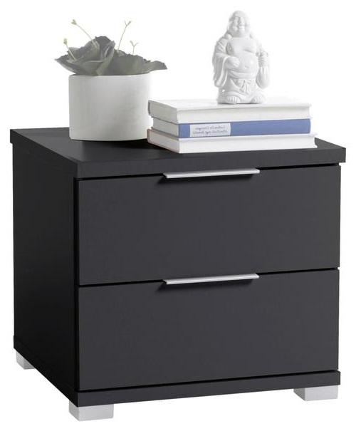Noční Stolek Černá - barvy stříbra/černá, Basics, kompozitní dřevo/plast (46/43/42cm)
