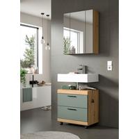 Badezimmer Scout Salbeigrün/Eiche Dekor B: 60cm - Salbeigrün/Schwarz, Trend, Glas/Holzwerkstoff (60cm) - MID.YOU