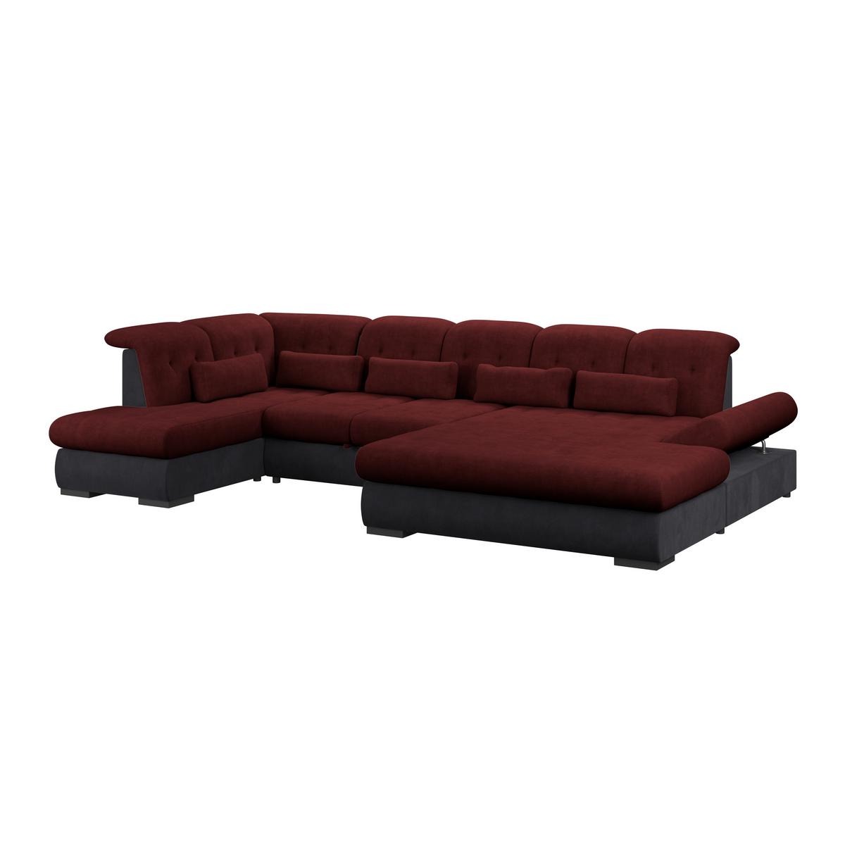 Wohnlandschaft Madera Rubinrot, S: 212x358 cm - Anthrazit/Rot, KONVENTIONELL, Kunststoff/Textil (212/358/190cm)