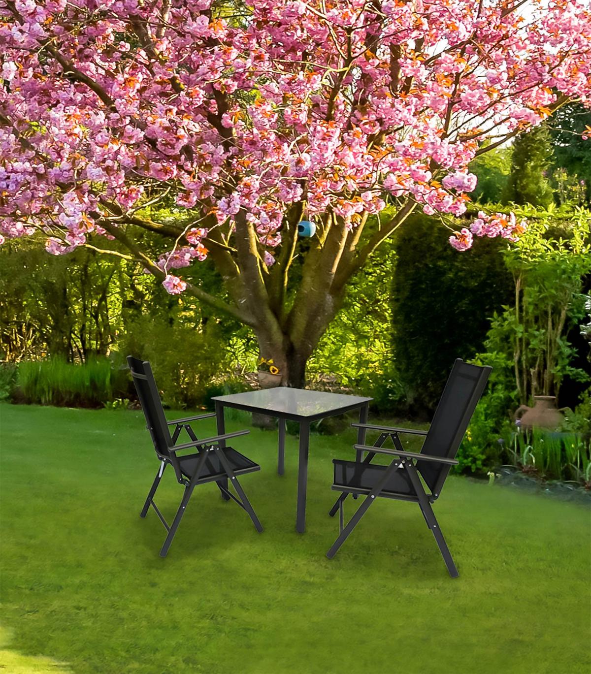 Záhradní sestava matní sklo - antracitová, Basics, kov/textil - Gardenson