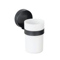 Zahnputzbecher Static Loc Plus Pavia 24895100 - Schwarz/Weiß, MODERN, Metall (6/12/9cm) - Wenko