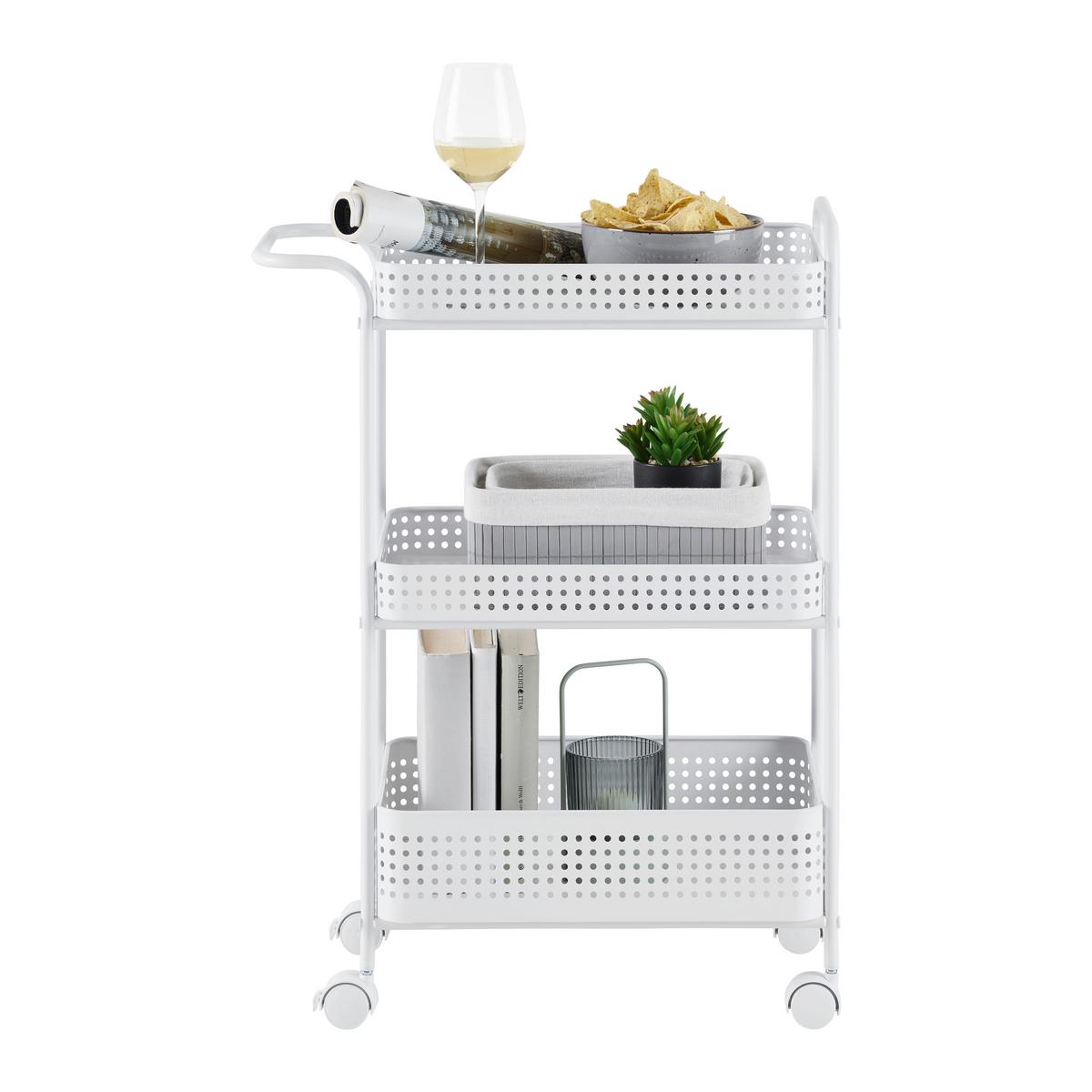 UNIVERZÁLNÍ VOZÍK ANCONA - bílá, Moderní, kov/plast (52/72/28cm) - Mömax
