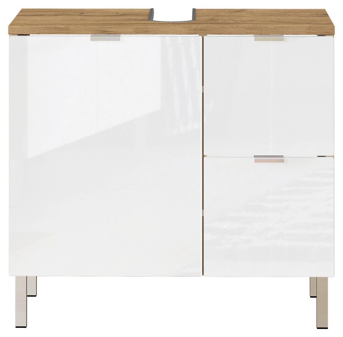 Waschbeckenunterschrank Gw-Mauresa B: 60 cm - Chromfarben/Eichefarben, KONVENTIONELL, Holzwerkstoff (60/56/34cm) - Germania