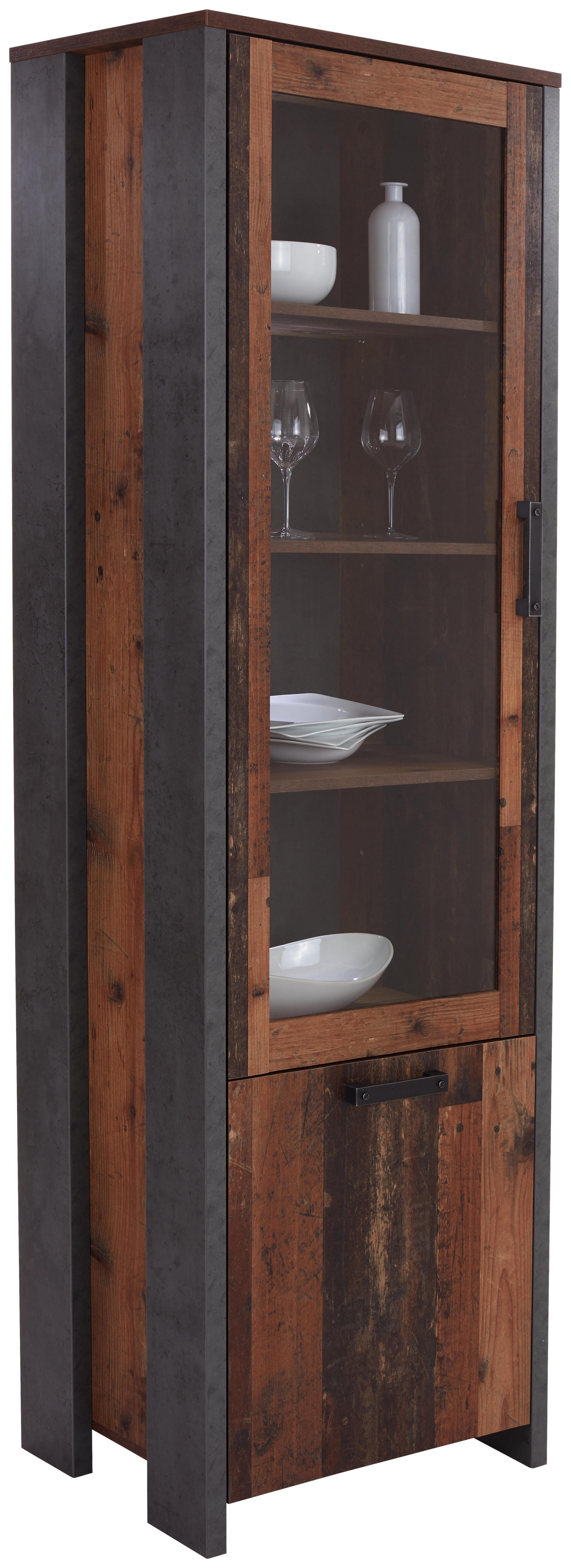 Vitrin Clif - Sötétszürke, modern, Faalapú anyag/Műanyag (62/205/42cm)