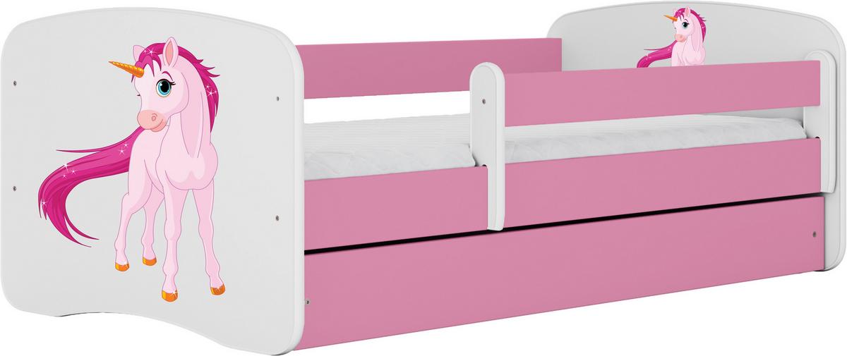 Kinder-/Juniorbett Babydreams Inkl. Matratze 80x160 - Pink/Birkefarben, MODERN, Holz/Holzwerkstoff (80/160cm) - MID.YOU