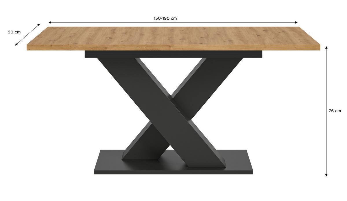 Ausziehtisch Marlon 150 Az Artisan Auf 190 cm ausziehbar - Eiche Artisan/Grau, Trend, Holzwerkstoff (150-190/90/75cm)