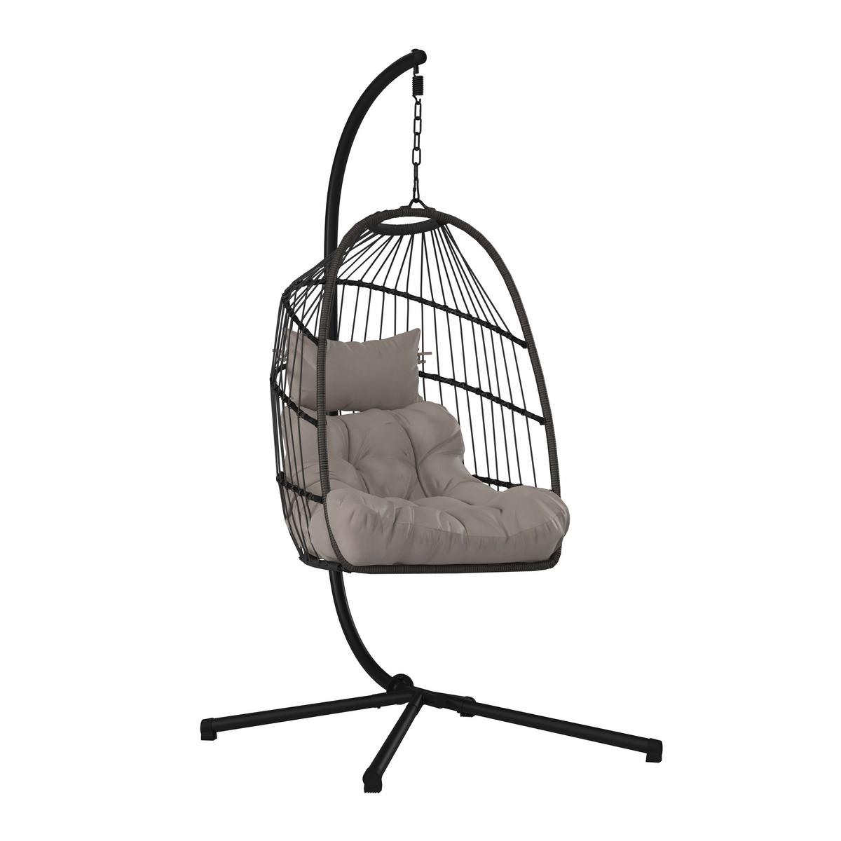 ZÁVESNÉ KRESLO LAURA - čierna/sivá, Basics, kov/textil (103/198/102cm) - Mömax