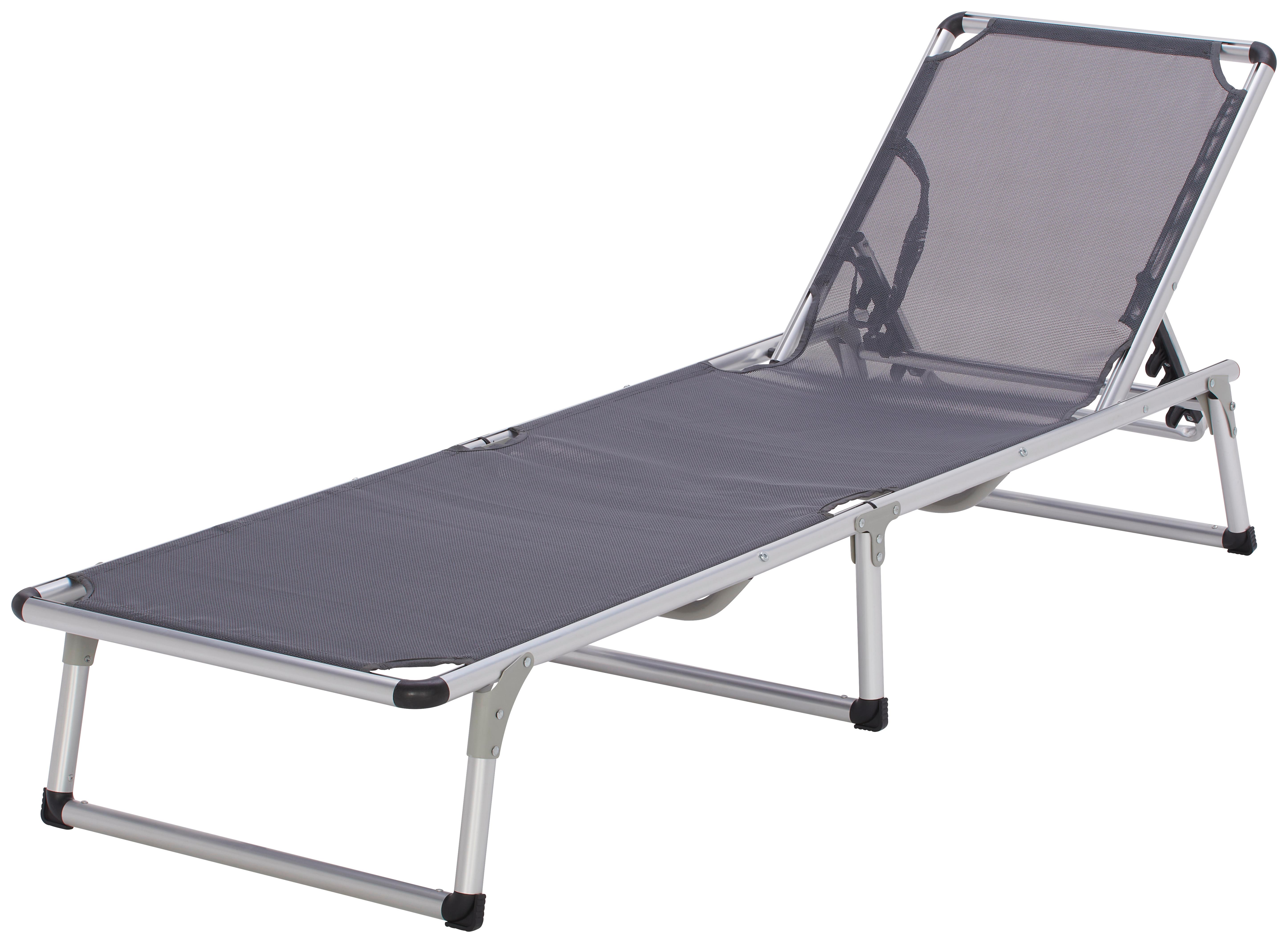 Dreibeinliege Leni Aluminium, Textilene - Anthrazit/Alufarben, MODERN, Textil/Metall (186/25/56cm) - Ondega