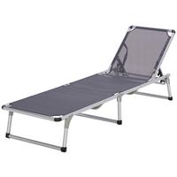 Dreibeinliege Leni Aluminium, Textilene - Anthrazit/Alufarben, MODERN, Textil/Metall (186/25/56cm) - Ondega