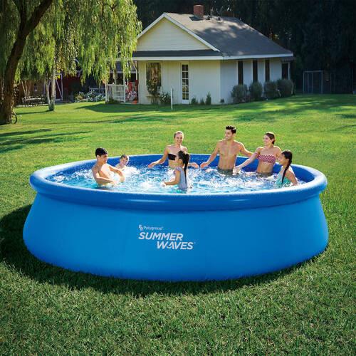 Aufstellpool Rund mit Leiter DM: 457 cm - Blau, KONVENTIONELL, Kunststoff (457/107cm)