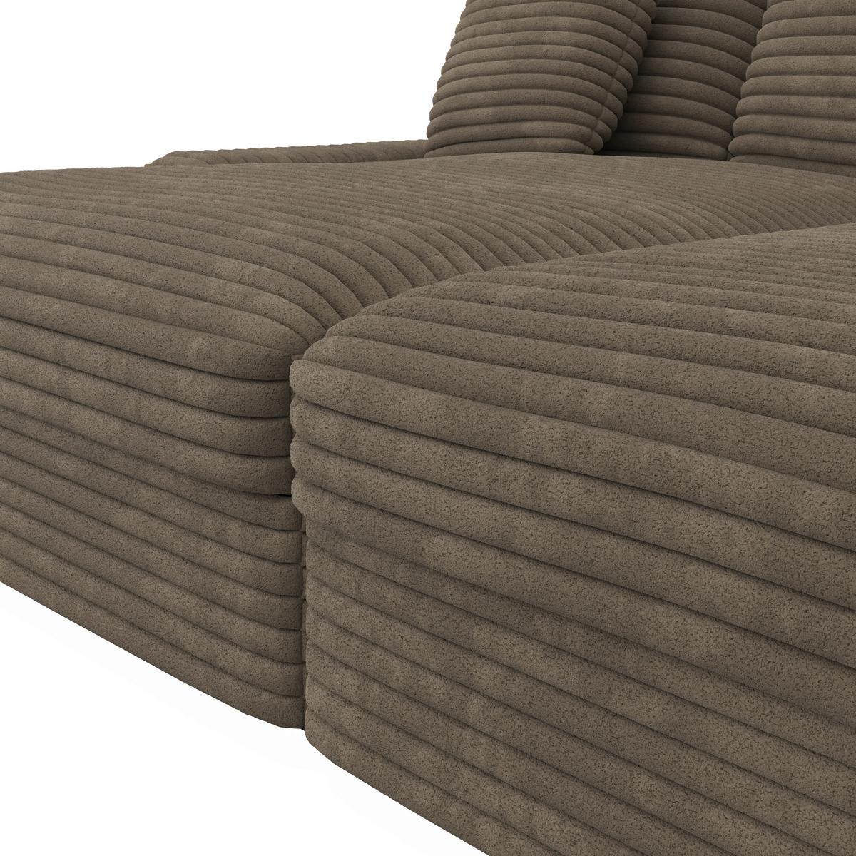 Velká pohovka ELEONORA, hnědý manšestr, max. 360 kg - černá/hnědá, Moderní, dřevo/textil (250/97/168cm) - Bessagi Home