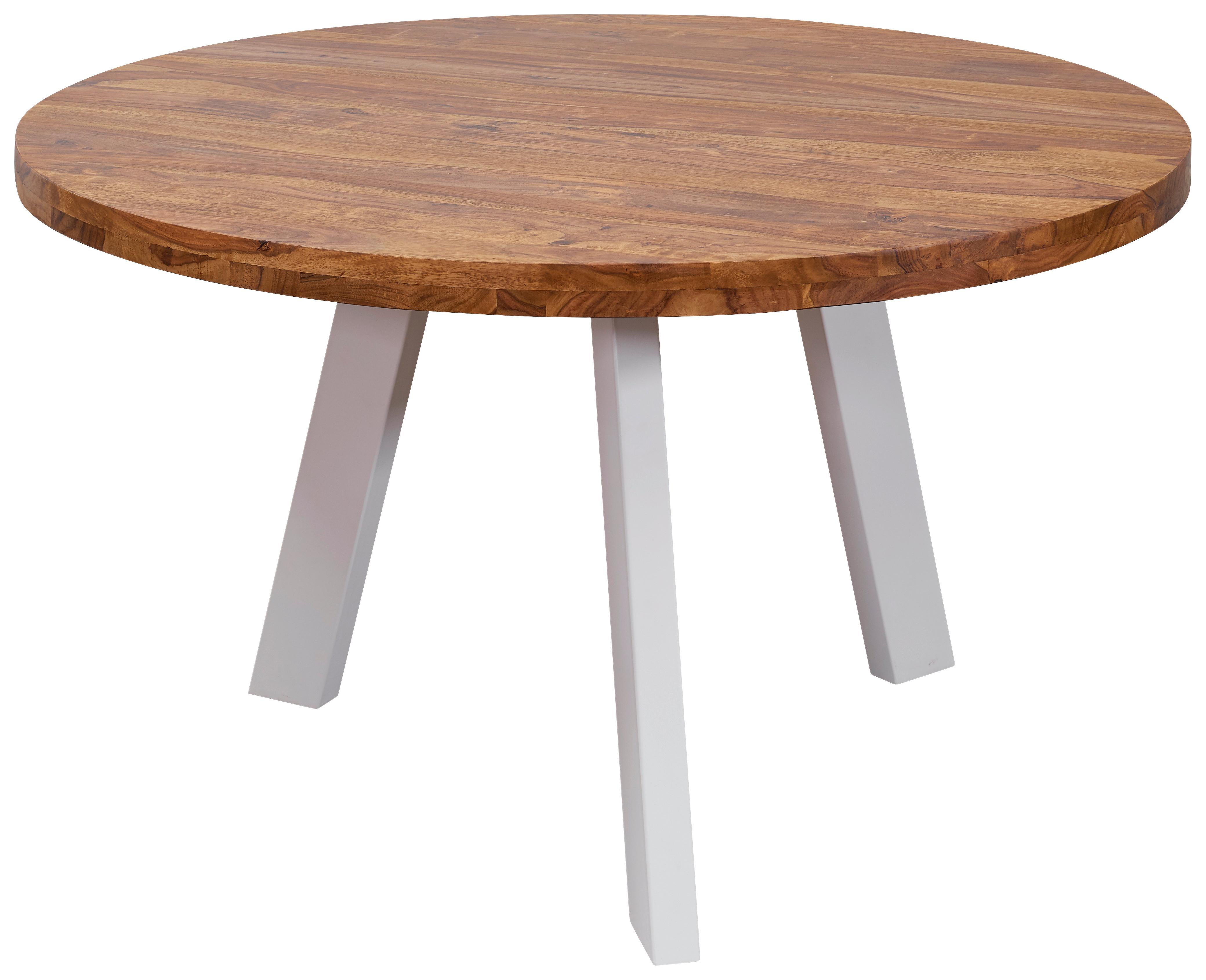 Esstisch Rund Sheeshamfarben DxH: 130x77 cm - Sheeshamfarben/Weiß, Design, Holz/Metall (130/77cm) - MID.YOU