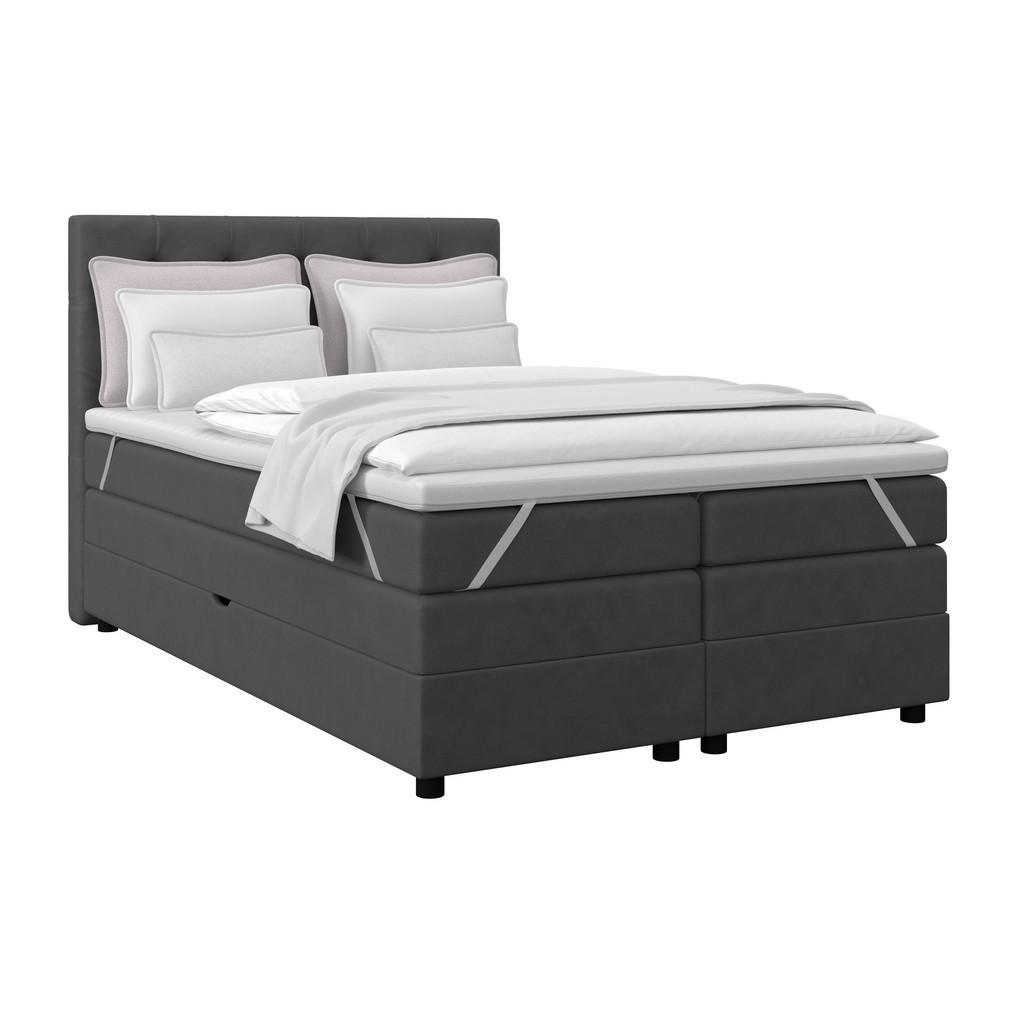 Boxspringbett Elio Graphitfarben 140x200 Cm H3