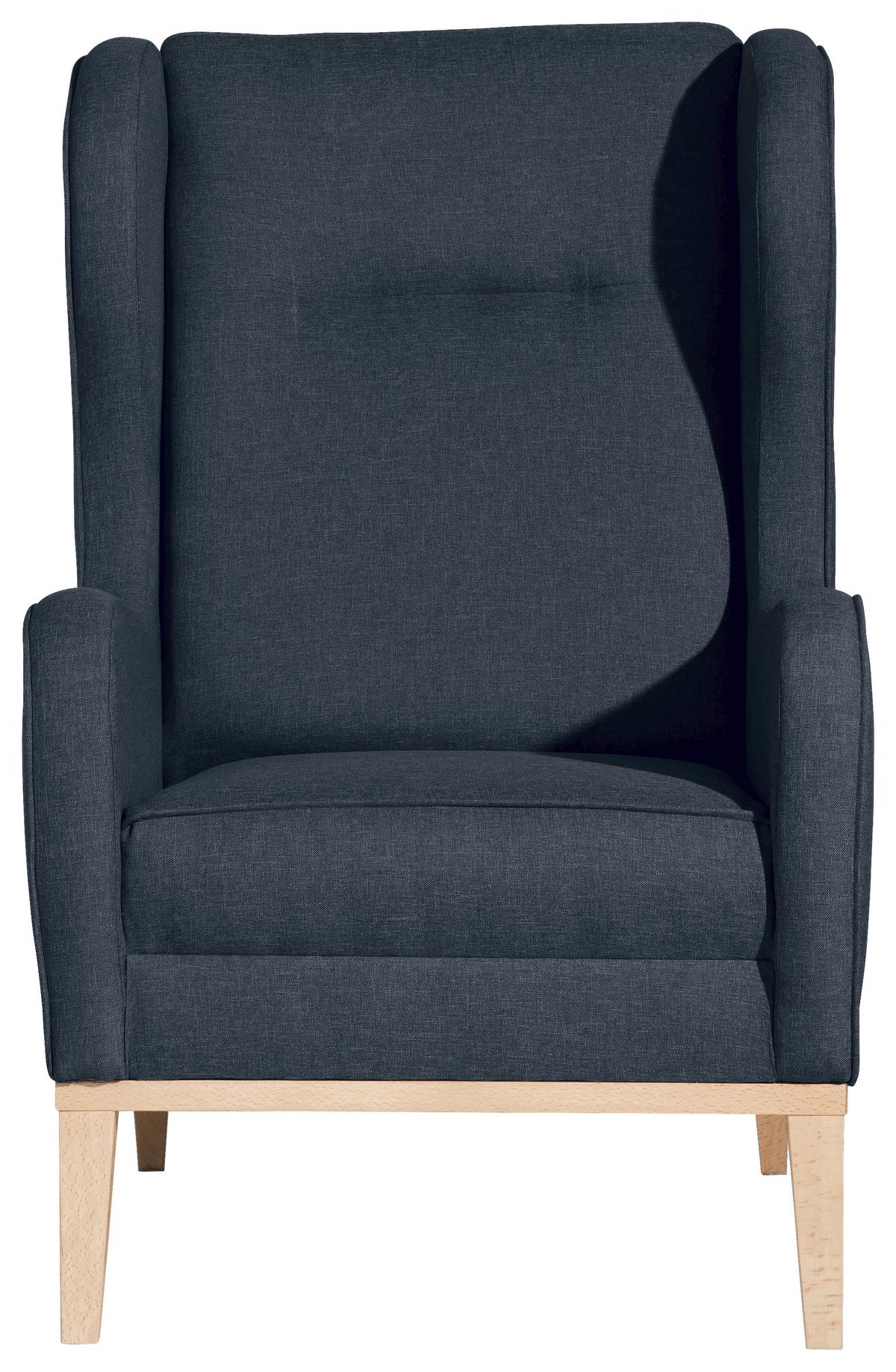 Ohrensessel Angelo - Naturfarben/Dunkelblau, KONVENTIONELL, Textil (66/104/78cm) - Max Winzer