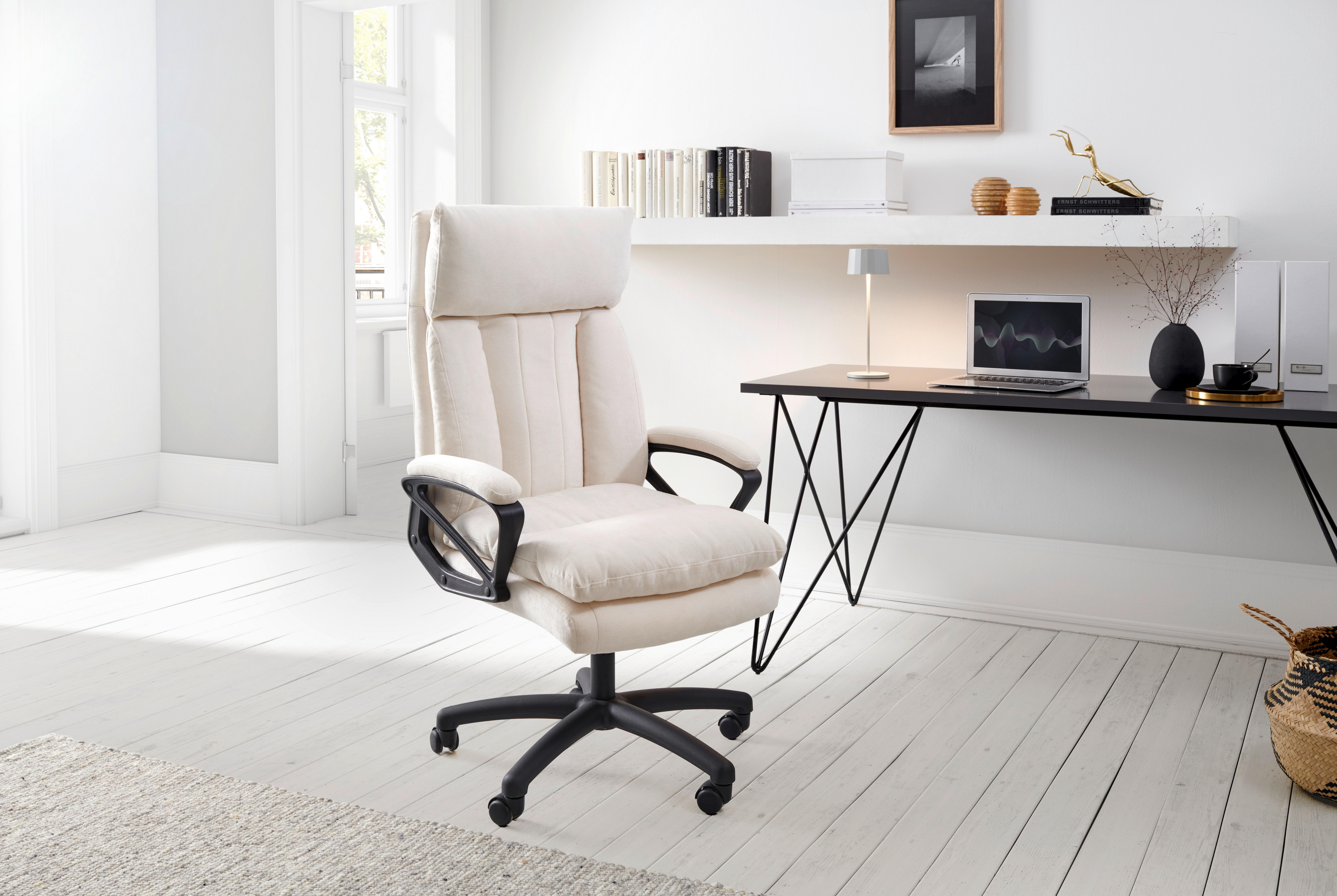 Chefsessel Pisa - Beige/Schwarz, LIFESTYLE, Holz/Kunststoff (66/114-122/71cm) - MID.YOU