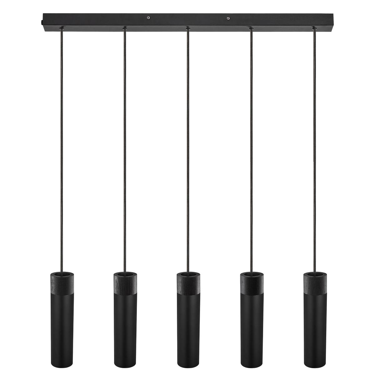 Hängeleuchte Tilo Pela Schwarz B: 80 cm - Schwarz, Design, Holz/Metall (80/24,6cm) - Nordlux