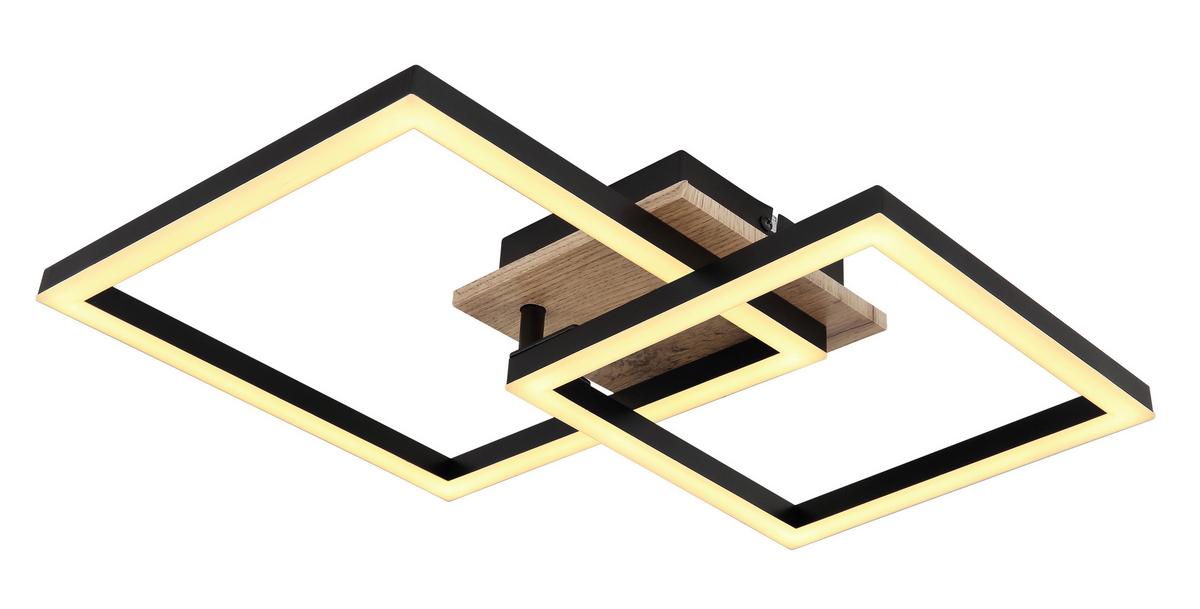 LED-Deckenleuchte 67284-18 Bossy - Dunkelbraun/Schwarz, Natur, Holzwerkstoff/Kunststoff (53/38/9cm) - Globo