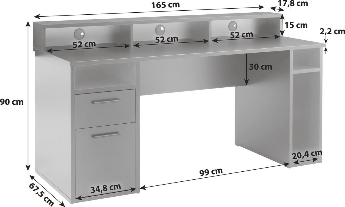 Gamer Asztal Mx 200 - fekete, Trend, faalapú anyag (165/90/67,5cm)