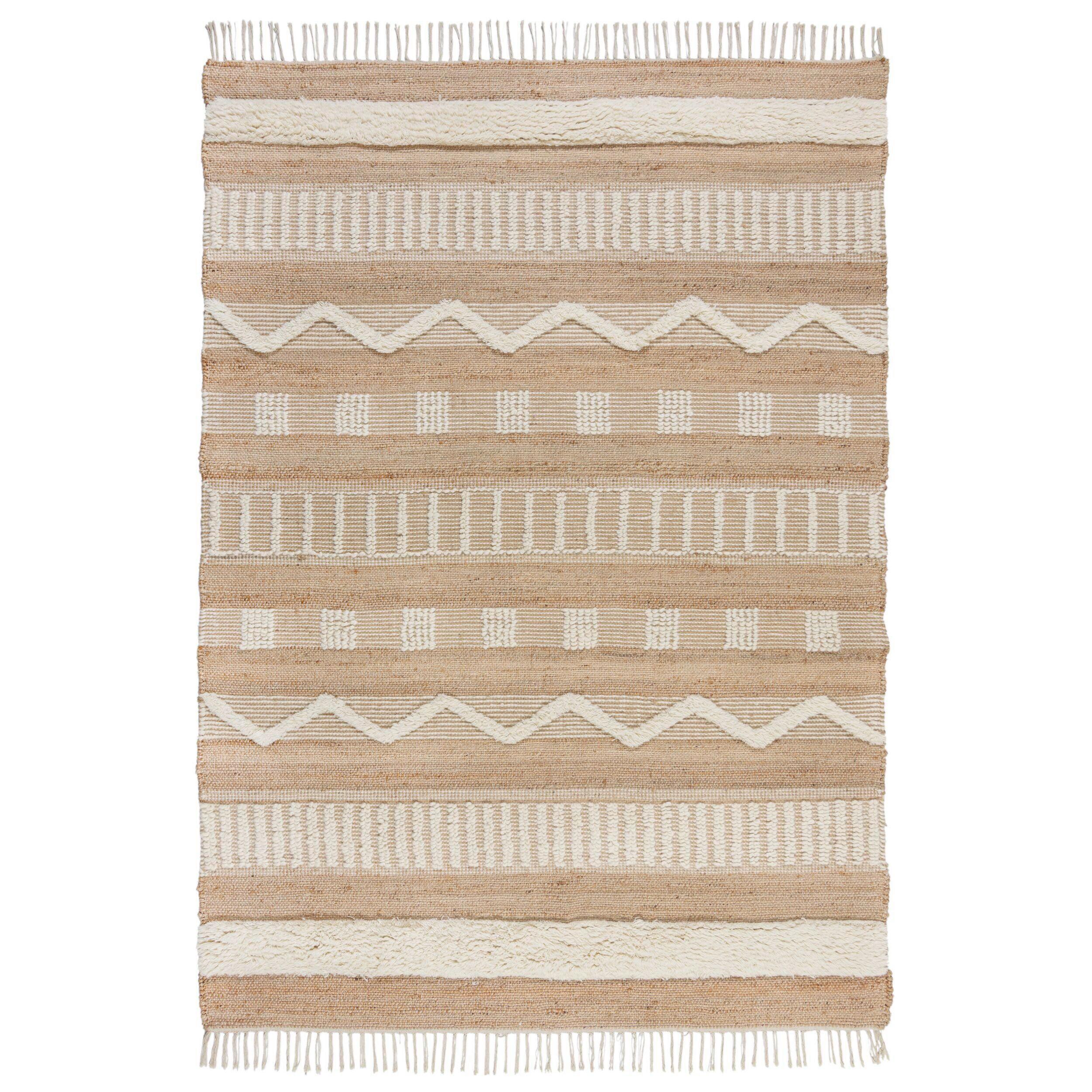 Handwebteppich Handwebteppich Natur B: 120cm - Creme/Naturfarben, Basics, Textil (170/120cm)