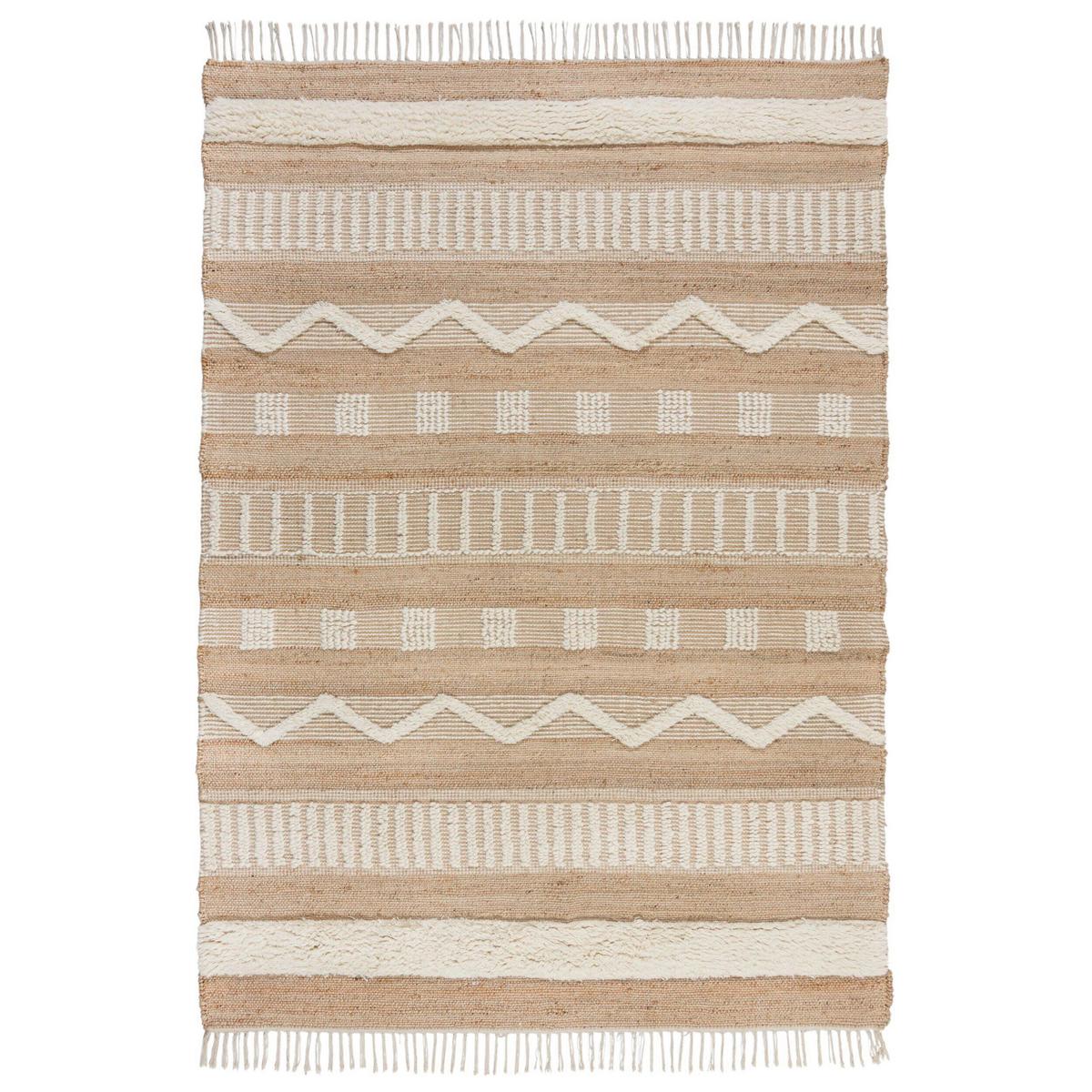 Handwebteppich Handwebteppich Natur B: 120cm - Creme/Naturfarben, Basics, Textil (170/120cm)