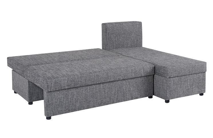Rohová sedačka JON, šedá, oboustranná,lůžko,úl.prostor - šedá/černá, Design, textil/plast (195/147cm) - Based