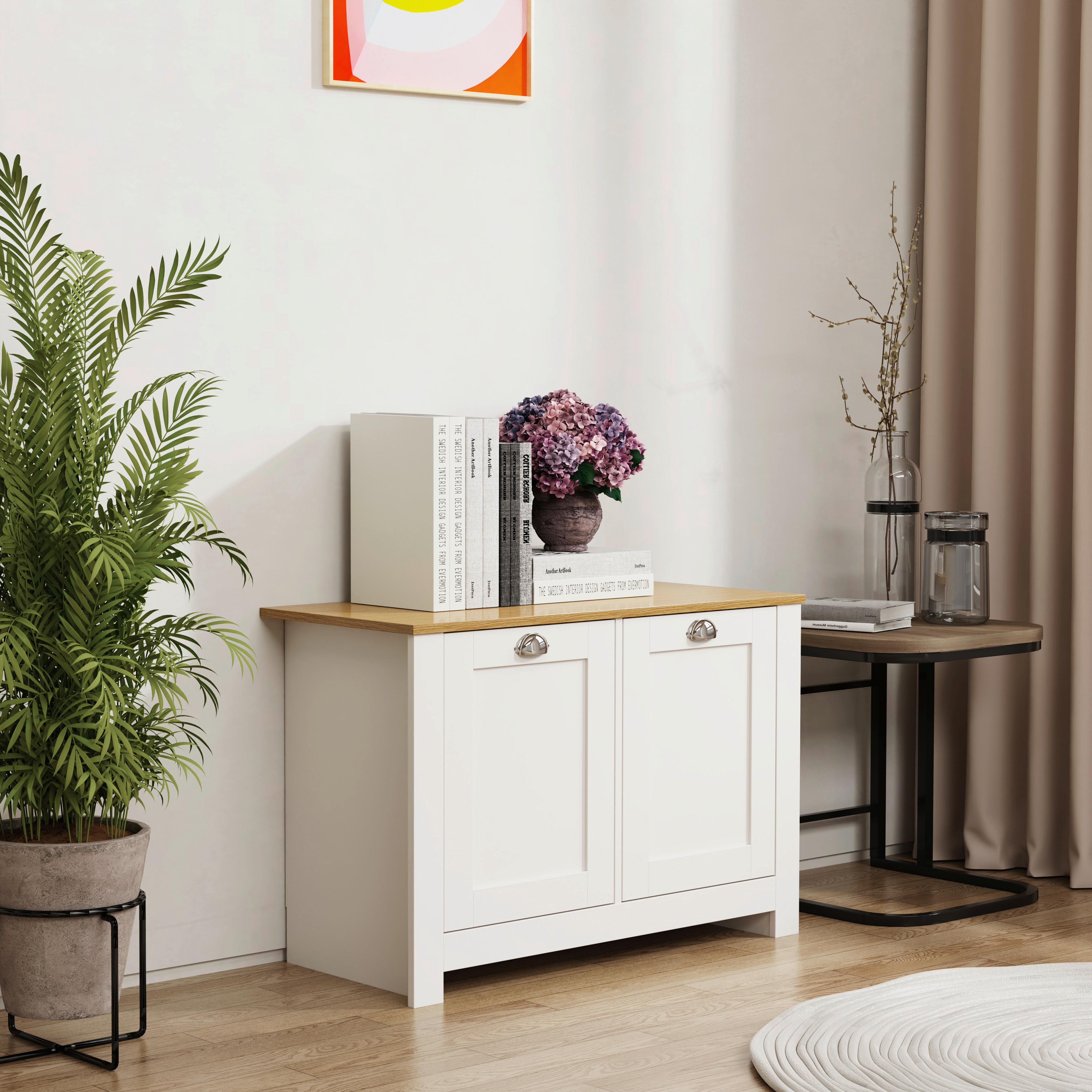 Kommode Balusa Weiß, Eiche Dekor B: 89 cm - Honigeiche/Weiß, LIFESTYLE, Holzwerkstoff (89/60/40cm) - MID.YOU