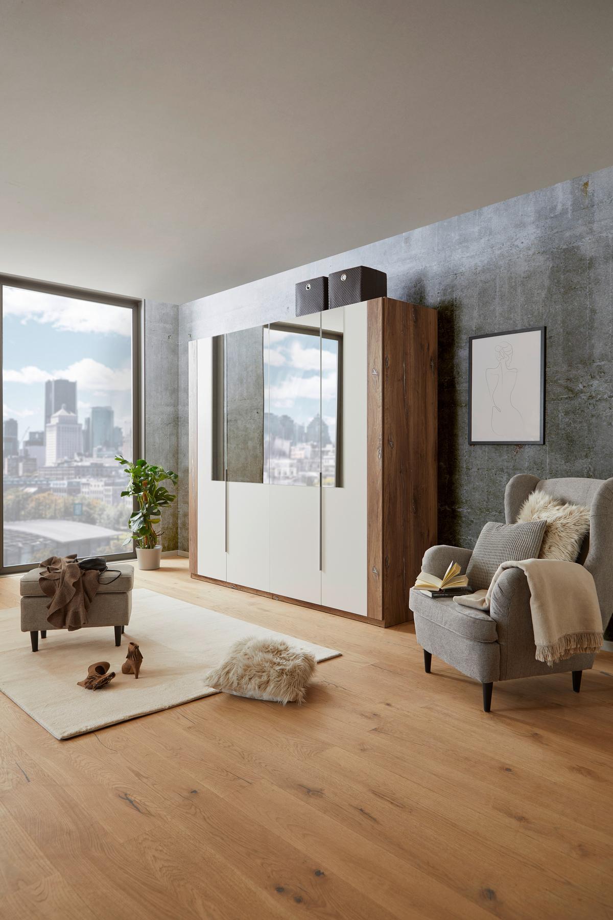 Skříň s otočnymi dveřmi COMPLETE-BP- - bílá/barvy dubu, Konvenční, kompozitní dřevo/plast (228/215/60cm)