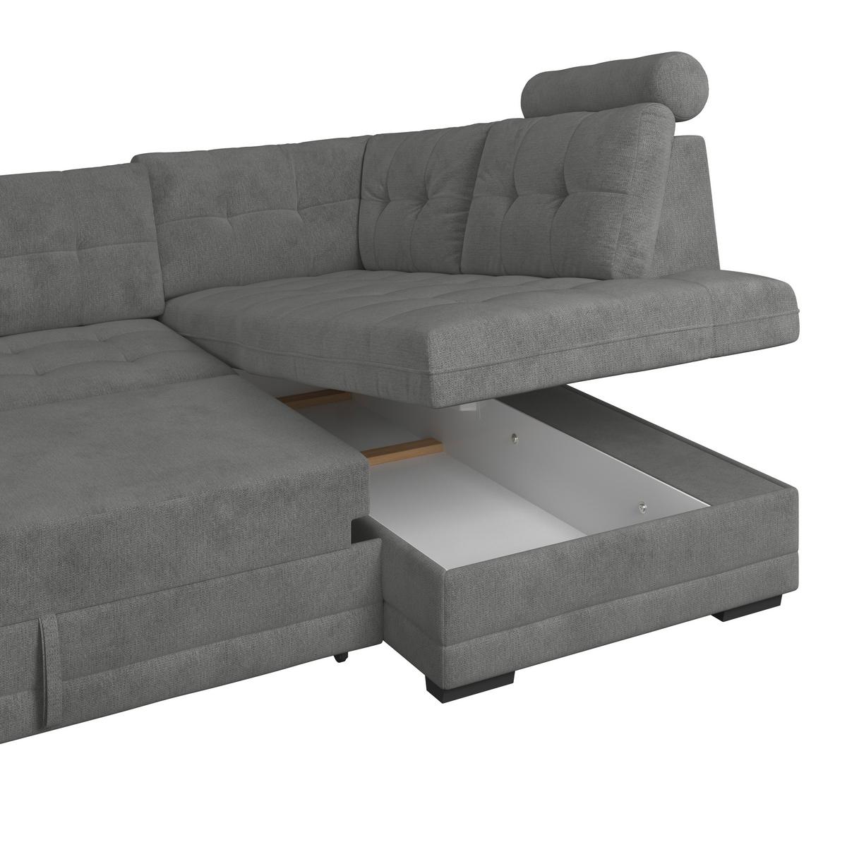 Ecksofa mit Schlaffunktion Falco new Braun 251x183 cm - Schwarz/Braun, KONVENTIONELL, Textil (251/183cm) - Ondega