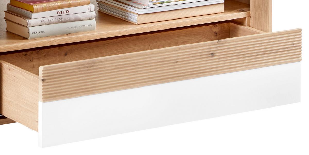 Couchtisch mit Stauraum Kashmir New, Eiche Dekor/Weiß - Eichefarben/Weiß, MODERN, Holzwerkstoff (100/50/69cm) - James Wood